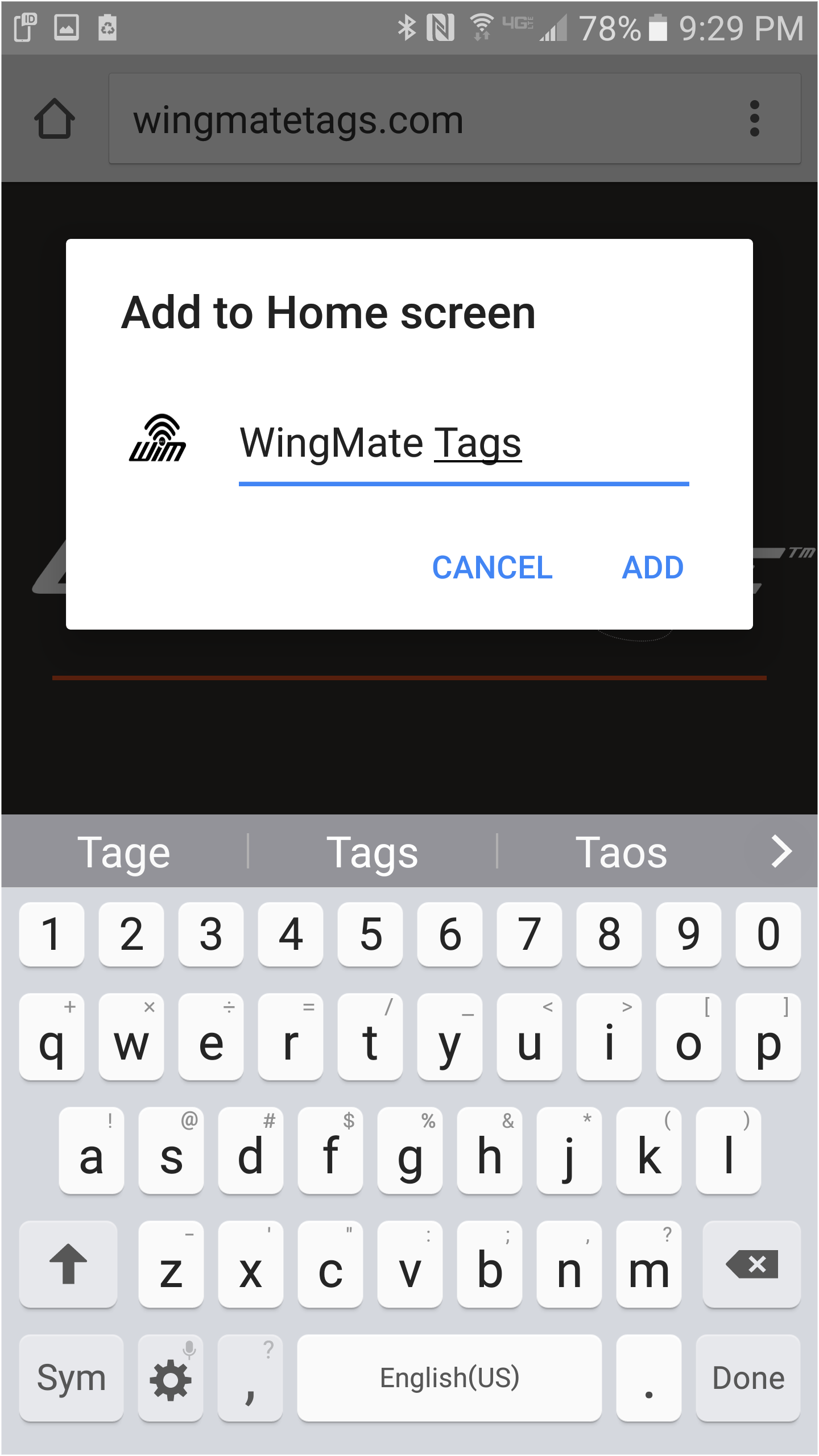 wingmate tags input